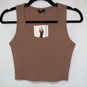 Naked Wardrobe Tan Ribbed Cropped Tank